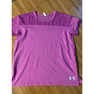 YLG pink under armour heat gear shirt L youth large short sleeve 10